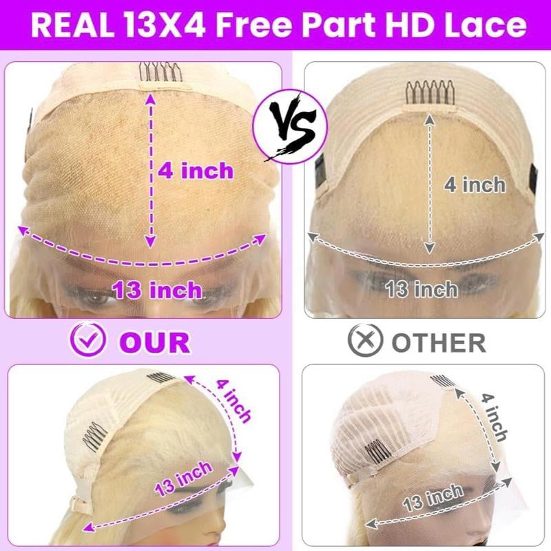 613 Lace Front Wig Human Hair 13X4 Full Lace Front Wig 613 HD Lace Frontal Wig Pre Plucked with Baby Hair Blonde Wig Human Hair for Women 200% Density 24Inch